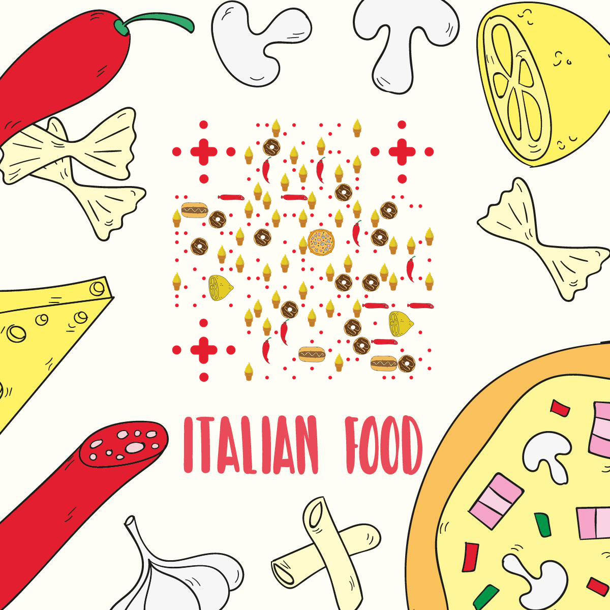 意大利美食快餐二维码-正方形码-平面静态