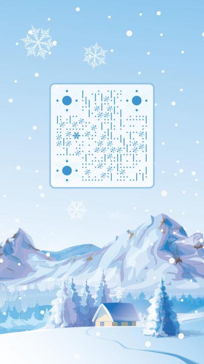 冬季下雪蓝色浪漫唯美雪花冬天二维码生成器-平面静态-手机海报