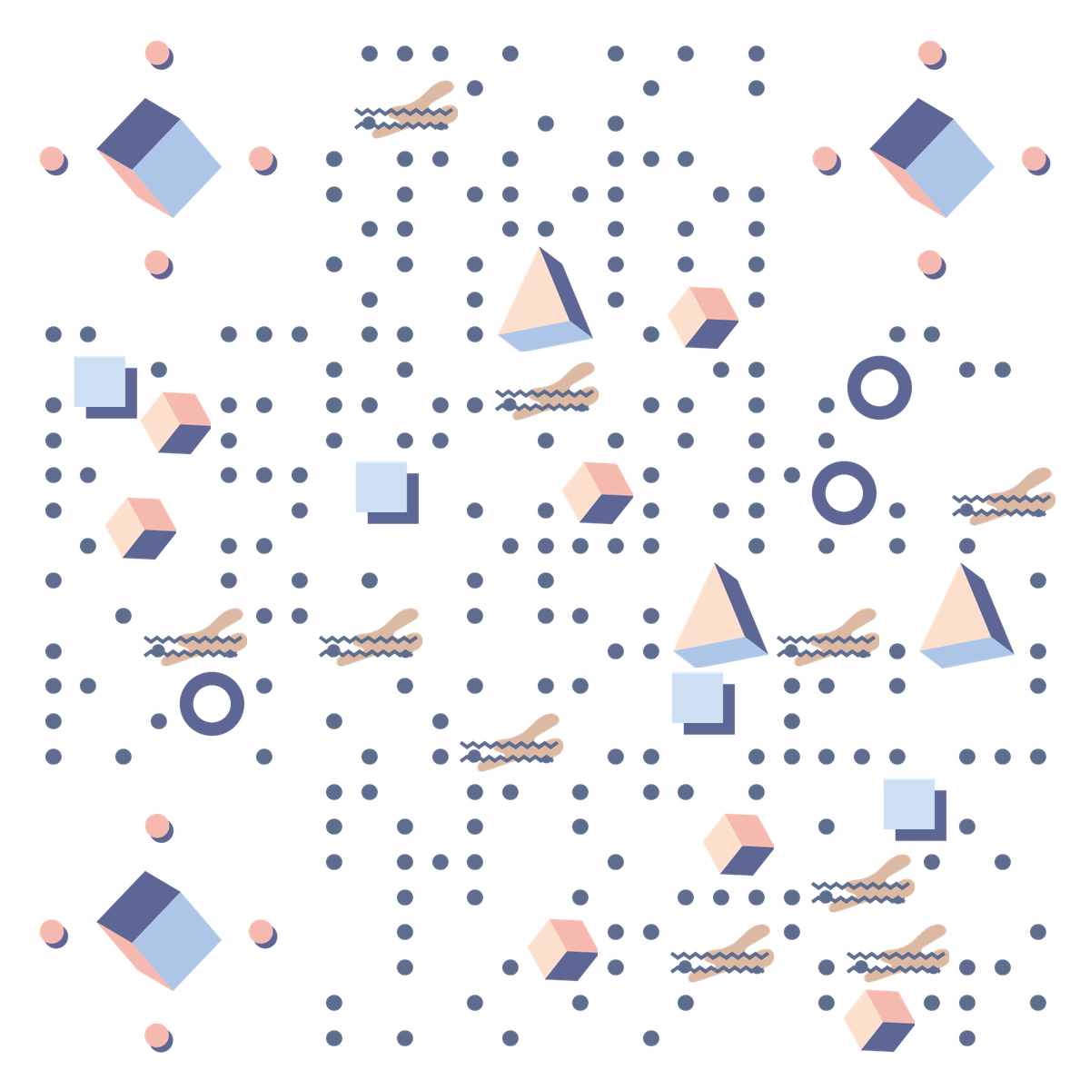 简约立方体旋转几何拼贴二维码生成器-平面静态-无背景码