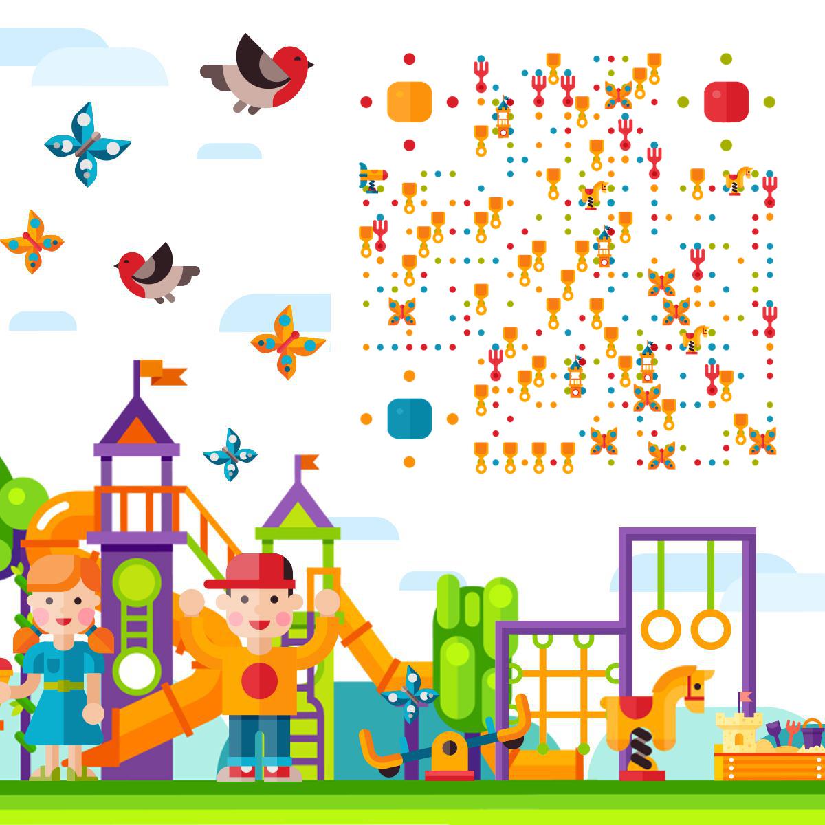 儿童乐园游乐场儿童节亲子遛娃二维码生成器-平面静态-正方形码