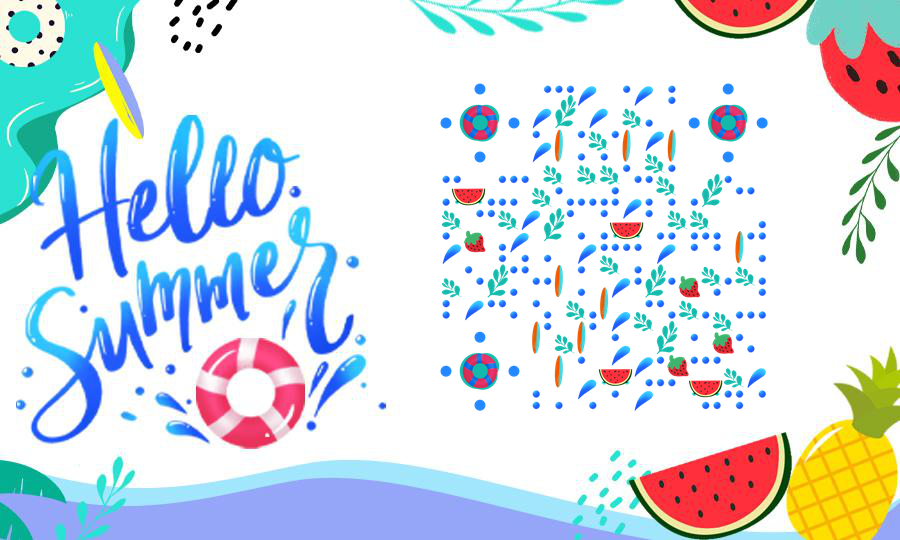 你好夏天多彩缤耀眼纷夏至水果趴二维码生成器-平面静态-公众号图