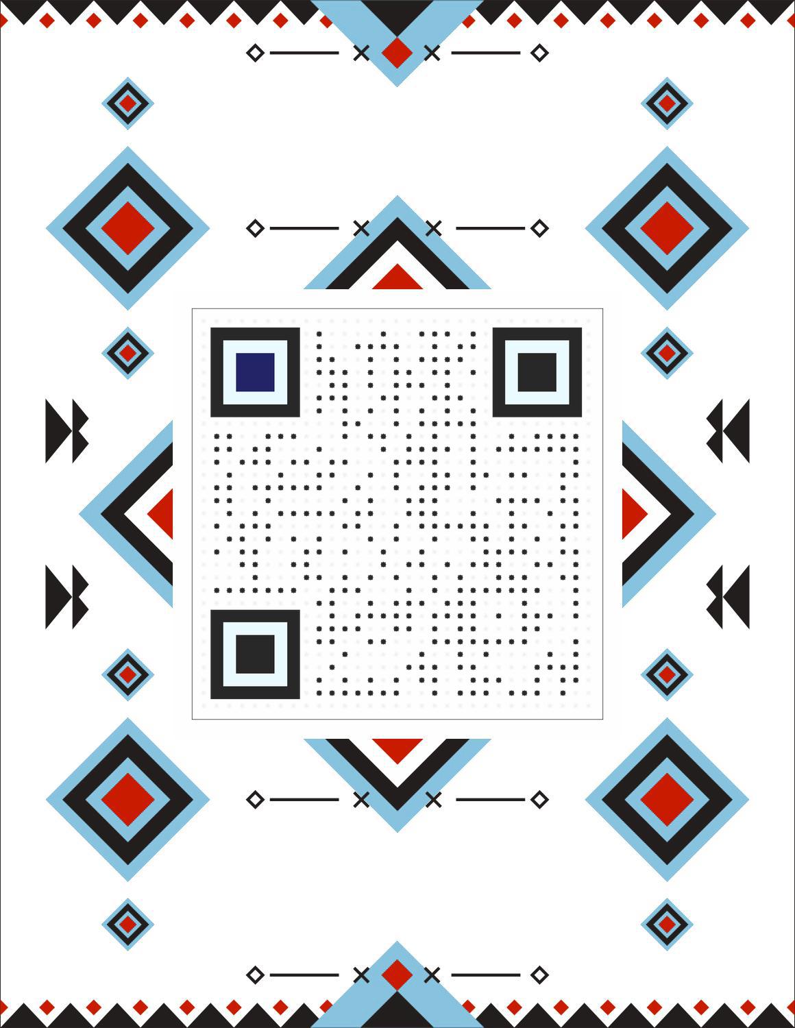 新民族风图案花纹几何图腾二维码-微信名片-平面静态