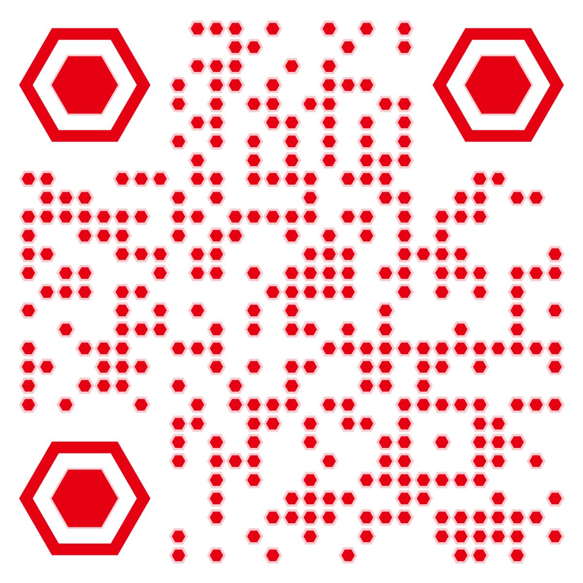 基础几何蜂窝红色六边形二维码生成器-平面静态-无背景码