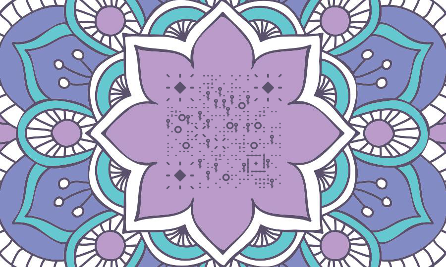 时尚紫色花纹花朵印花艺术复古二维码生成器-平面静态-公众号图