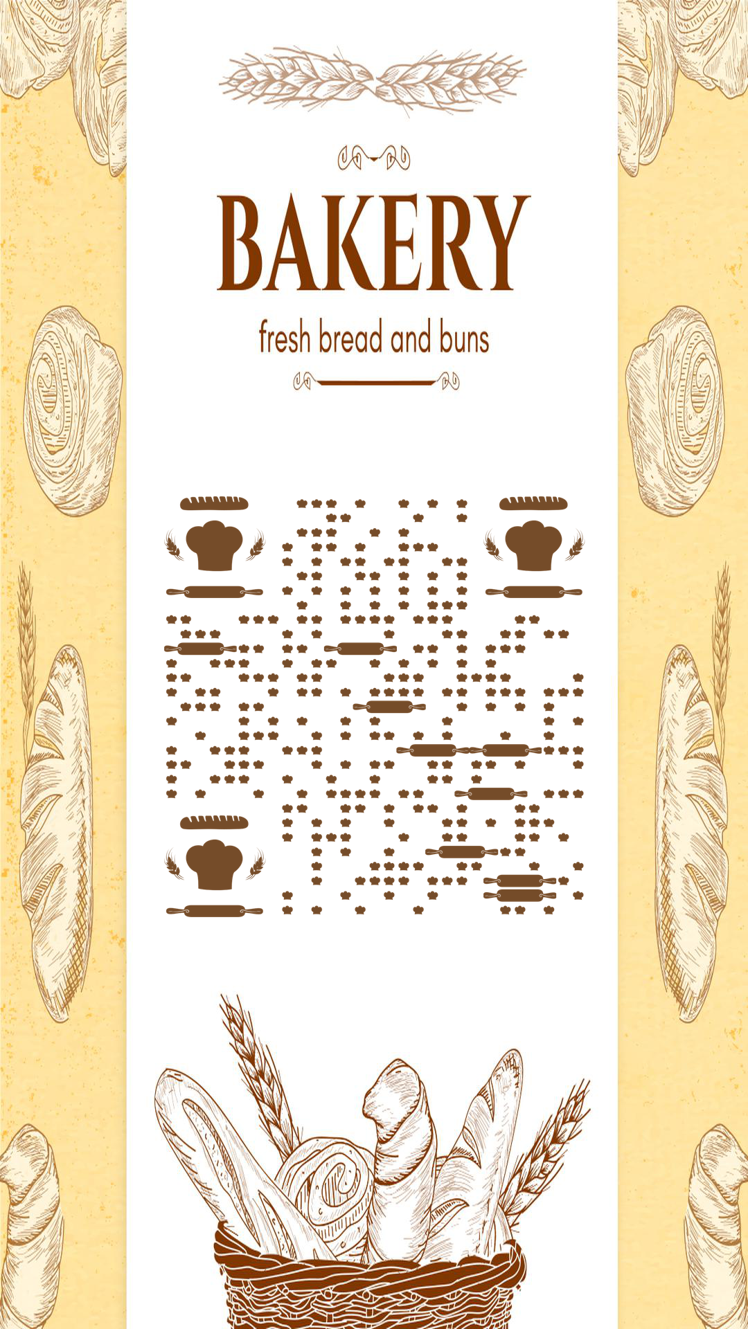 手绘烘焙全麦面包二维码-手机壁纸-平面静态