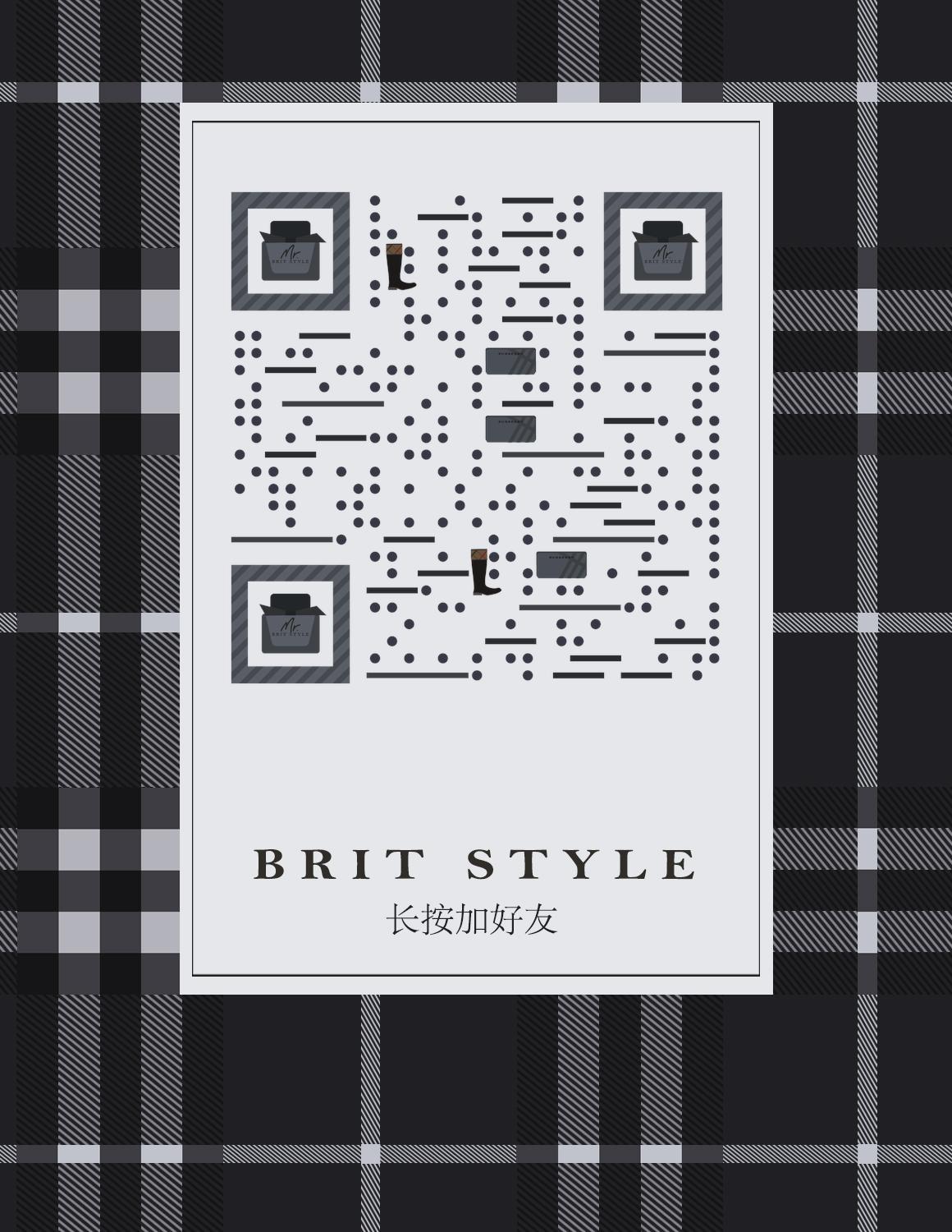 英伦风黑色格纹时尚格子花纹二维码生成器-平面静态-微信名片