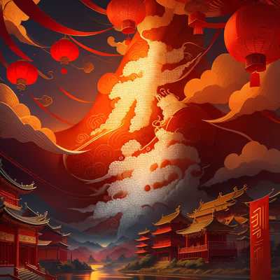 金色祥云未羊生肖AI艺术隐藏字-第九工场字体生成器