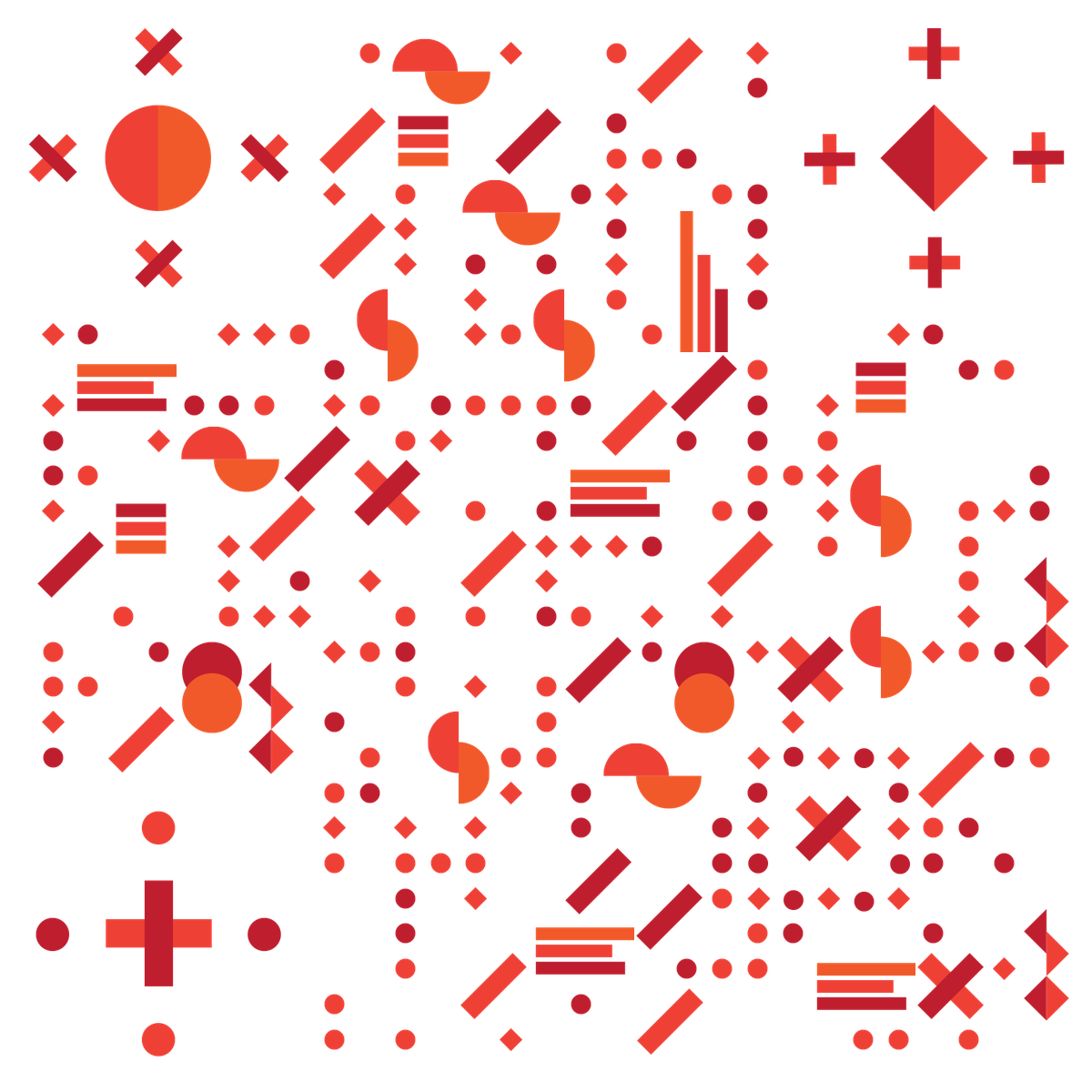 图形系列红橙几何图形二维码生成器-平面静态-无背景码