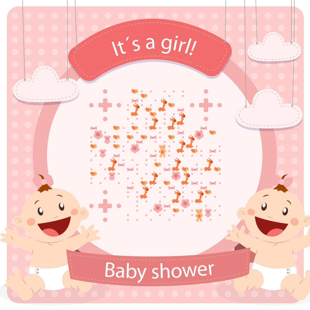 粉色母婴用品儿童关怀二维码-正方形码-平面静态