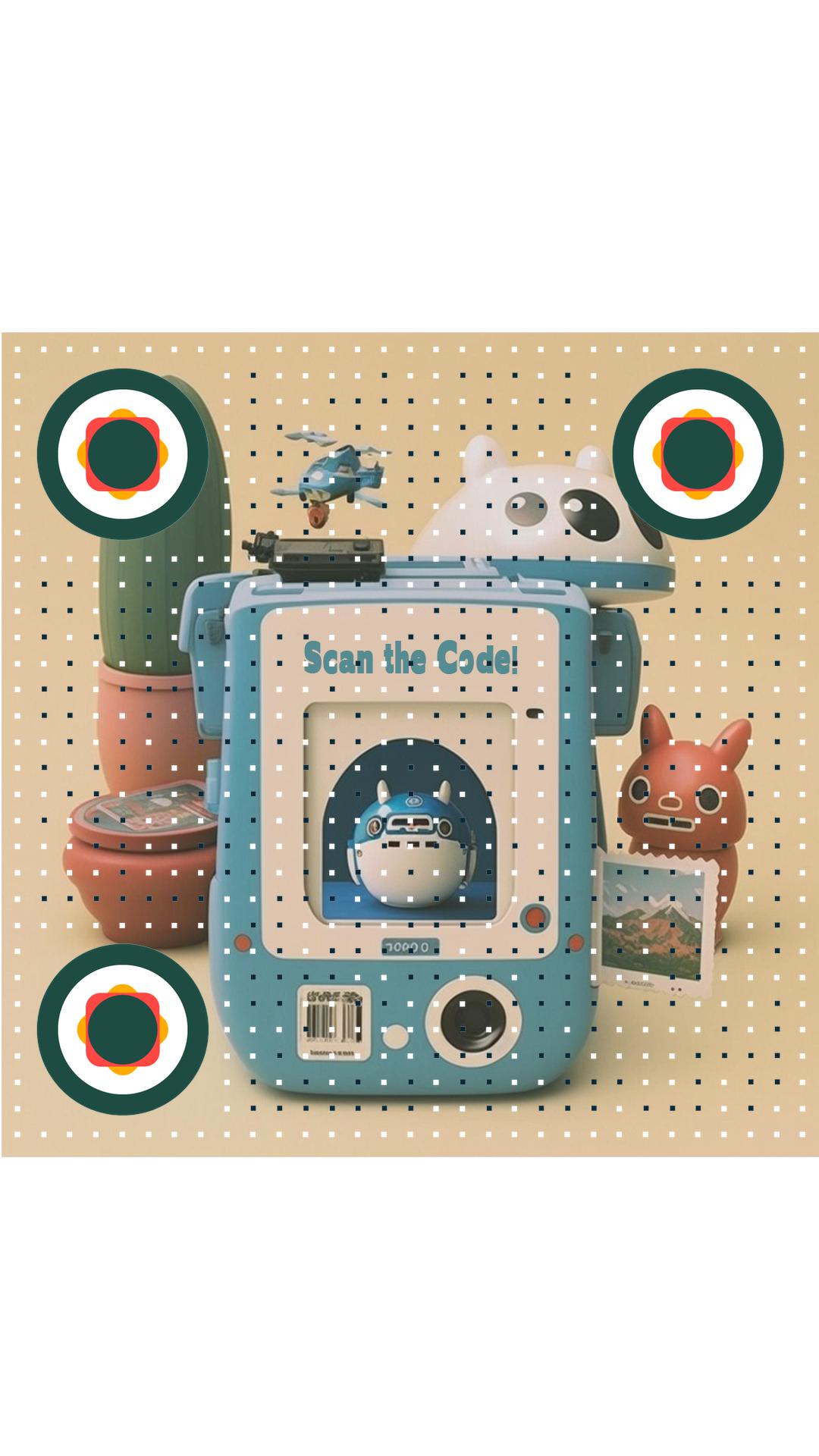 卡通三维小萌物机器自定义背景二维码生成器-平面静态-手机海报