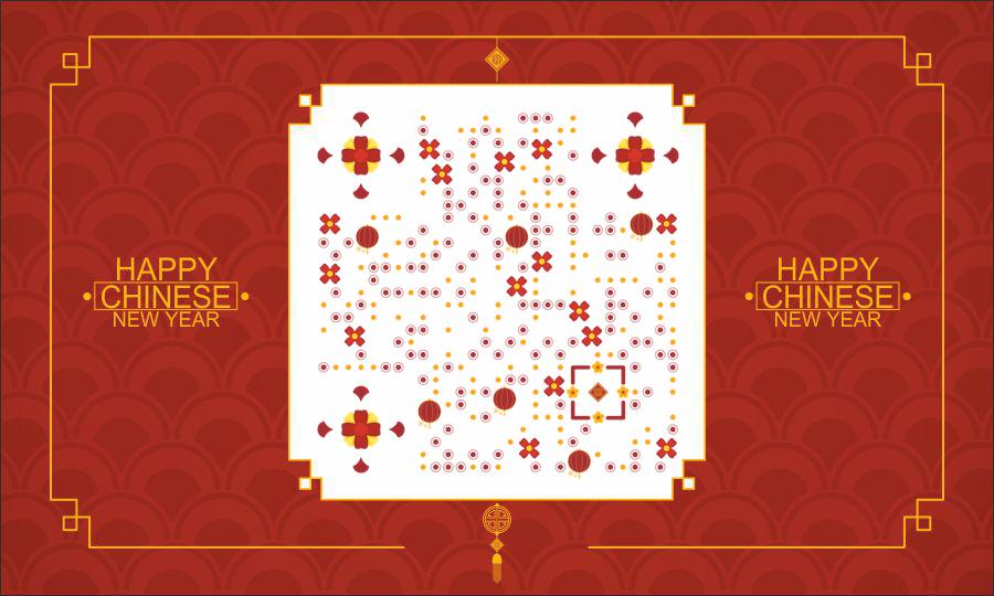 新春春节祝福新年红色中国庆祝二维码生成器-平面静态-公众号图
