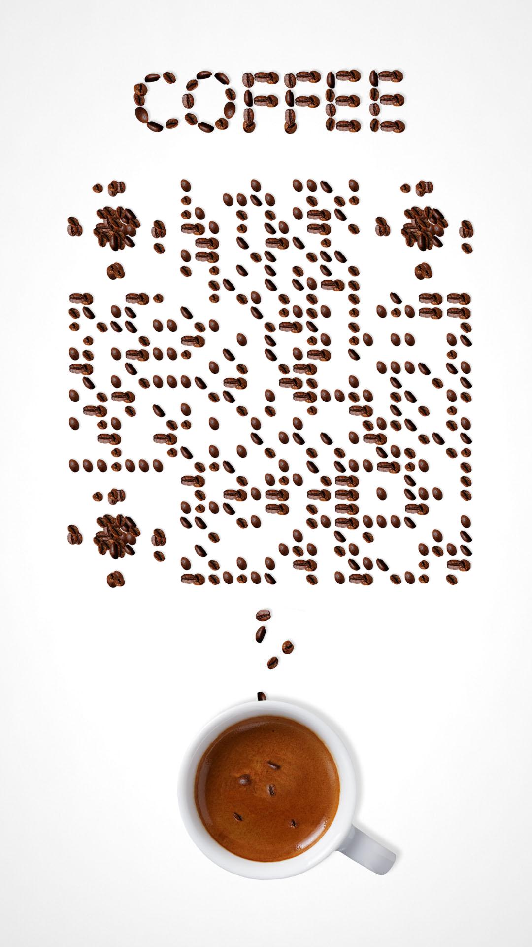 咖啡豆简约咖啡格调二维码-手机海报-平面静态