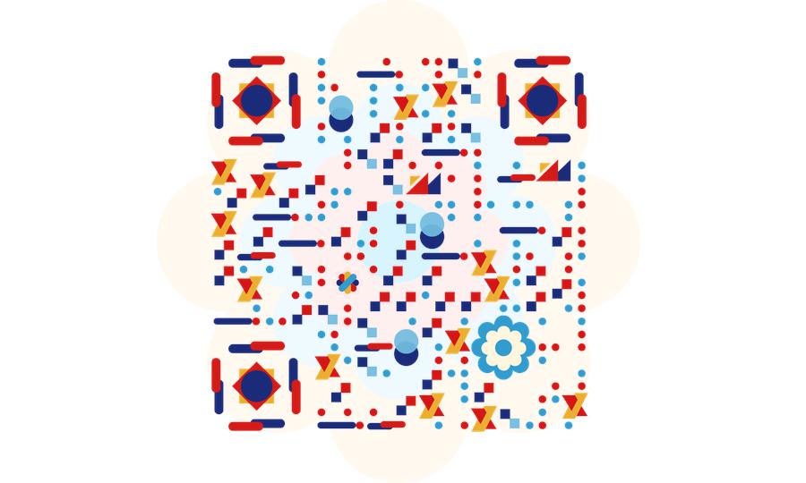 彩色色块欢乐气氛扫码关注个性社交活动推广 纯码二维码生成器-平面静态-公众号图