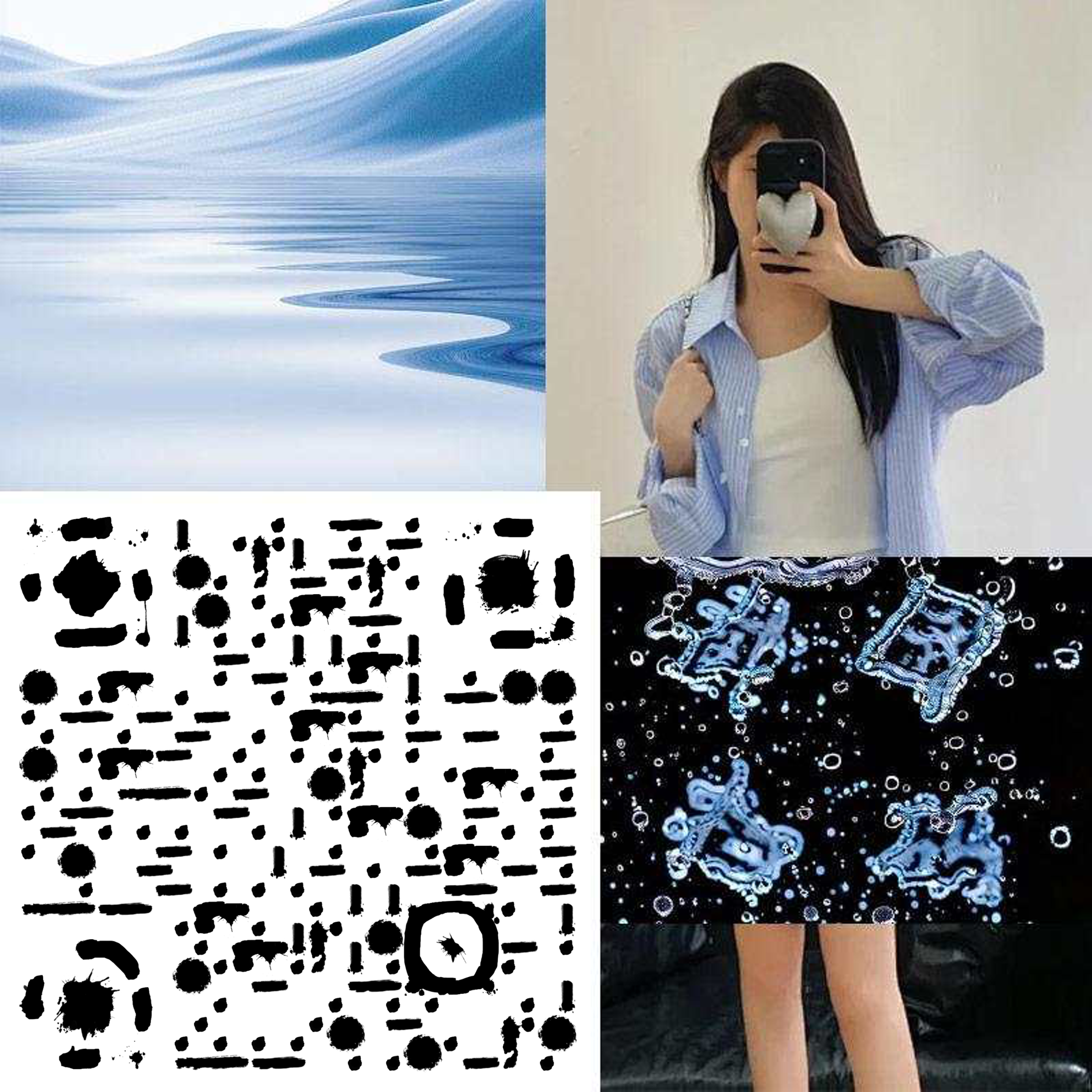 抖快平台抖音合集头像截图扫码水面波纹水墨艺术二维码二维码生成器-平面静态-正方形码