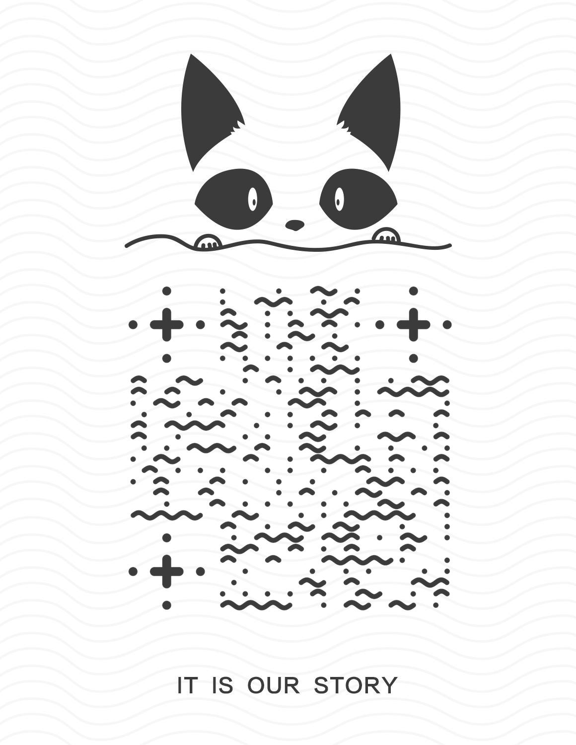 黑白可爱卡通动物故事宠物领养二维码生成器-平面静态-微信名片