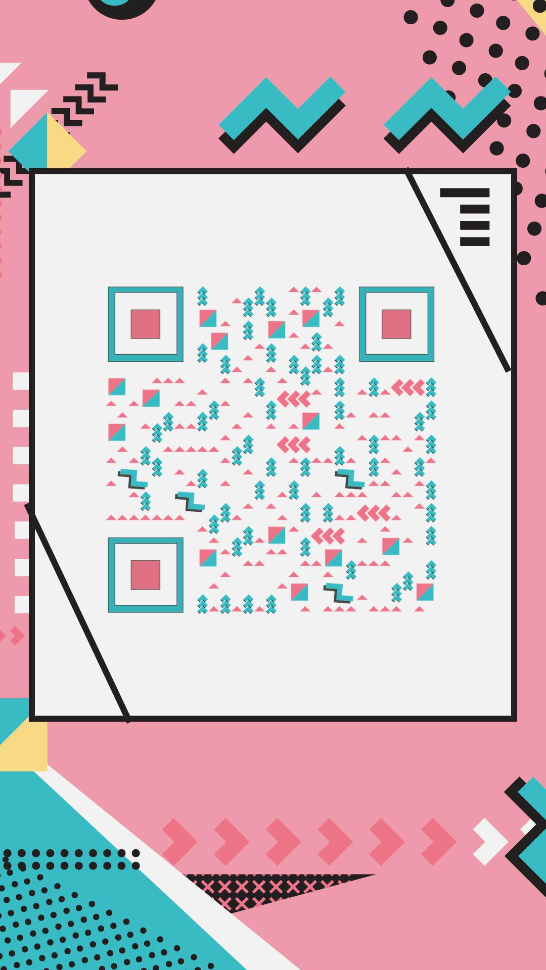 颜色的碰撞粉色时尚几何图形二维码生成器-平面静态-手机海报