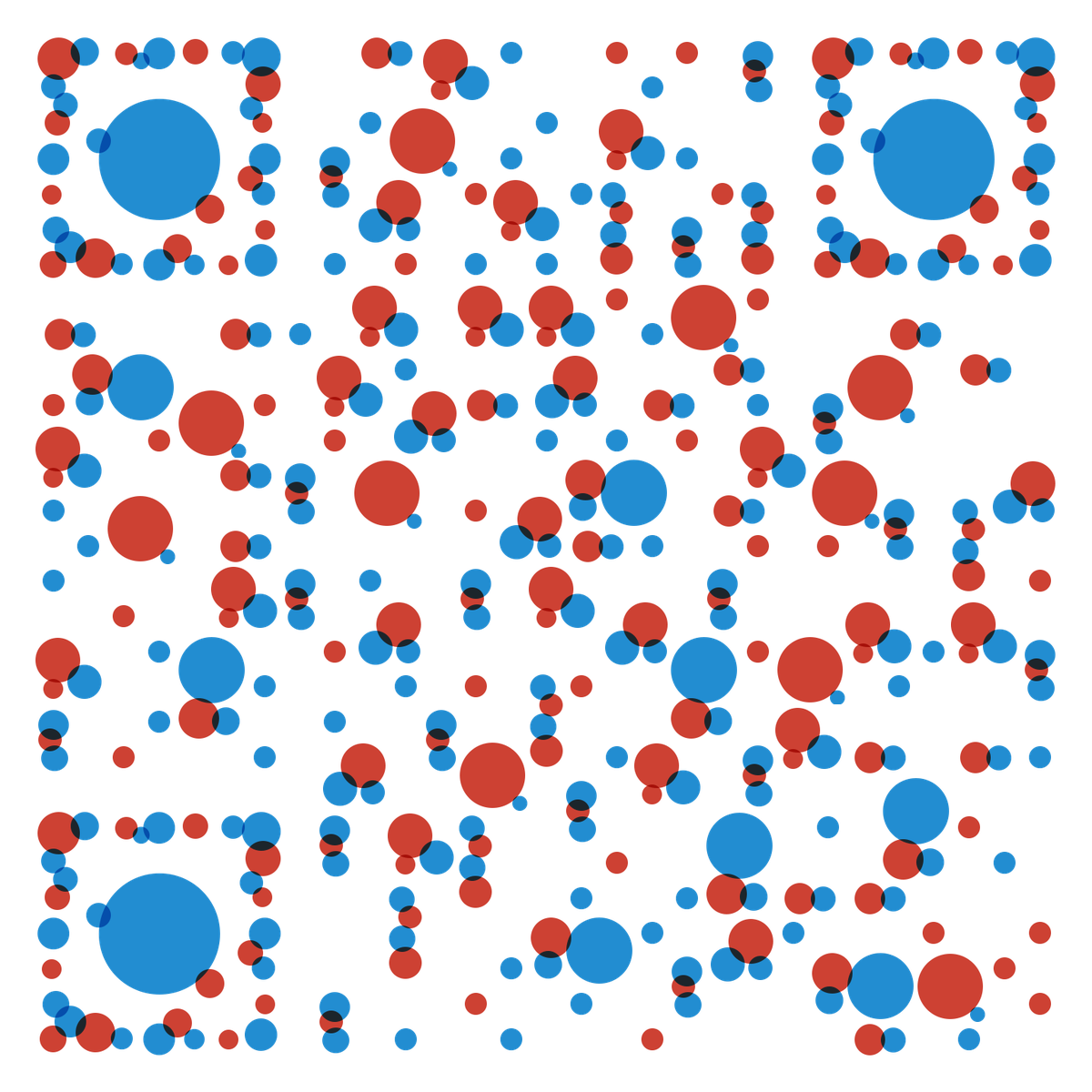 红蓝圈简约圆形几何图形艺术二维码生成器-平面静态-无背景码