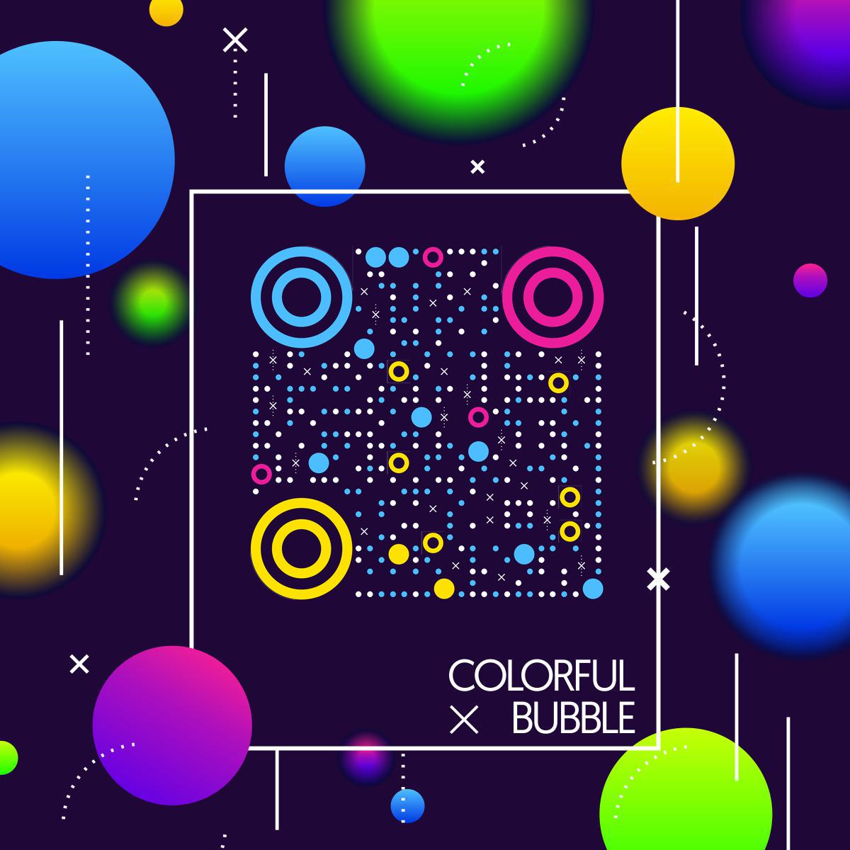 多彩色悬浮泡泡二维码生成器-平面静态-正方形码