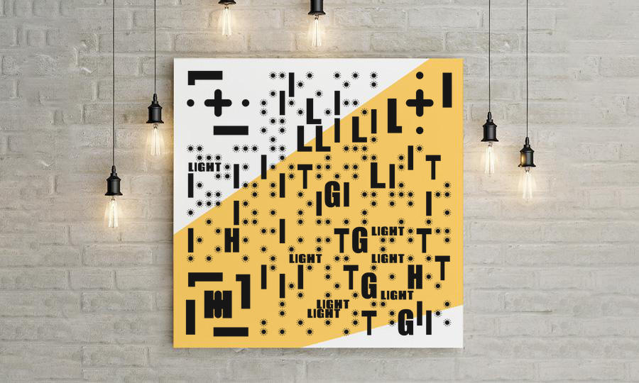 墙面装饰黄色灯光艺术二维码生成器-平面静态-公众号图