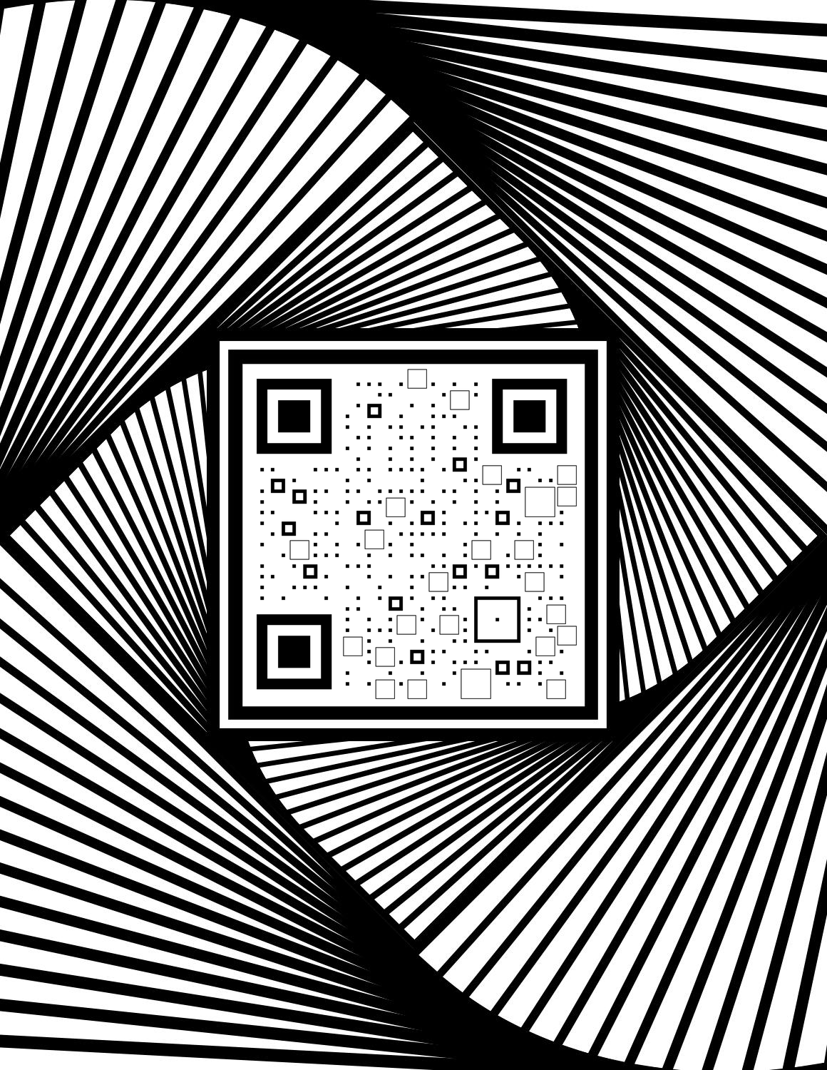 迷幻空间黑白抽象条纹线条艺术二维码生成器-平面静态-微信名片