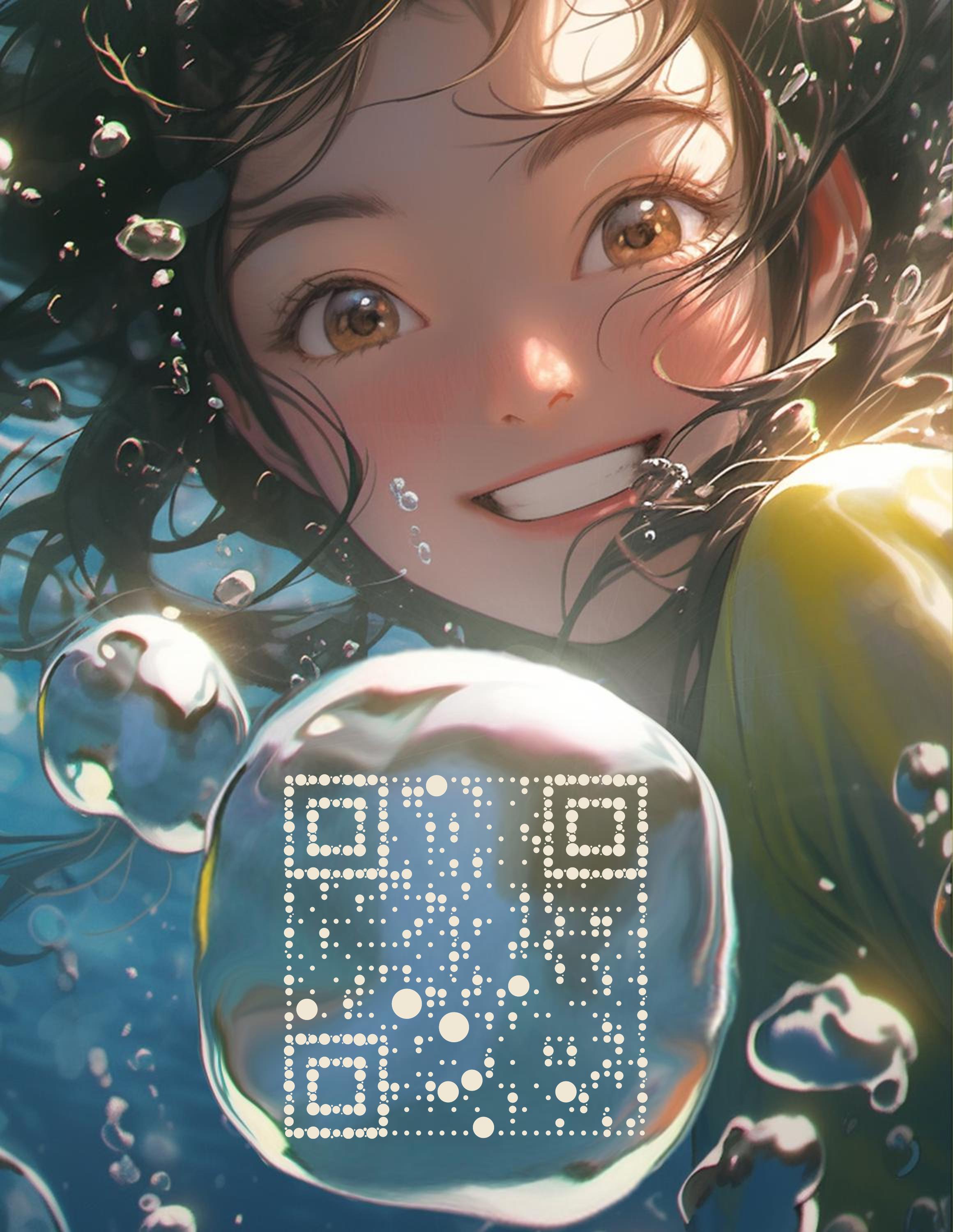 清凉夏日少女水下游泳梦幻阳光光影二维码生成器-平面静态-微信名片