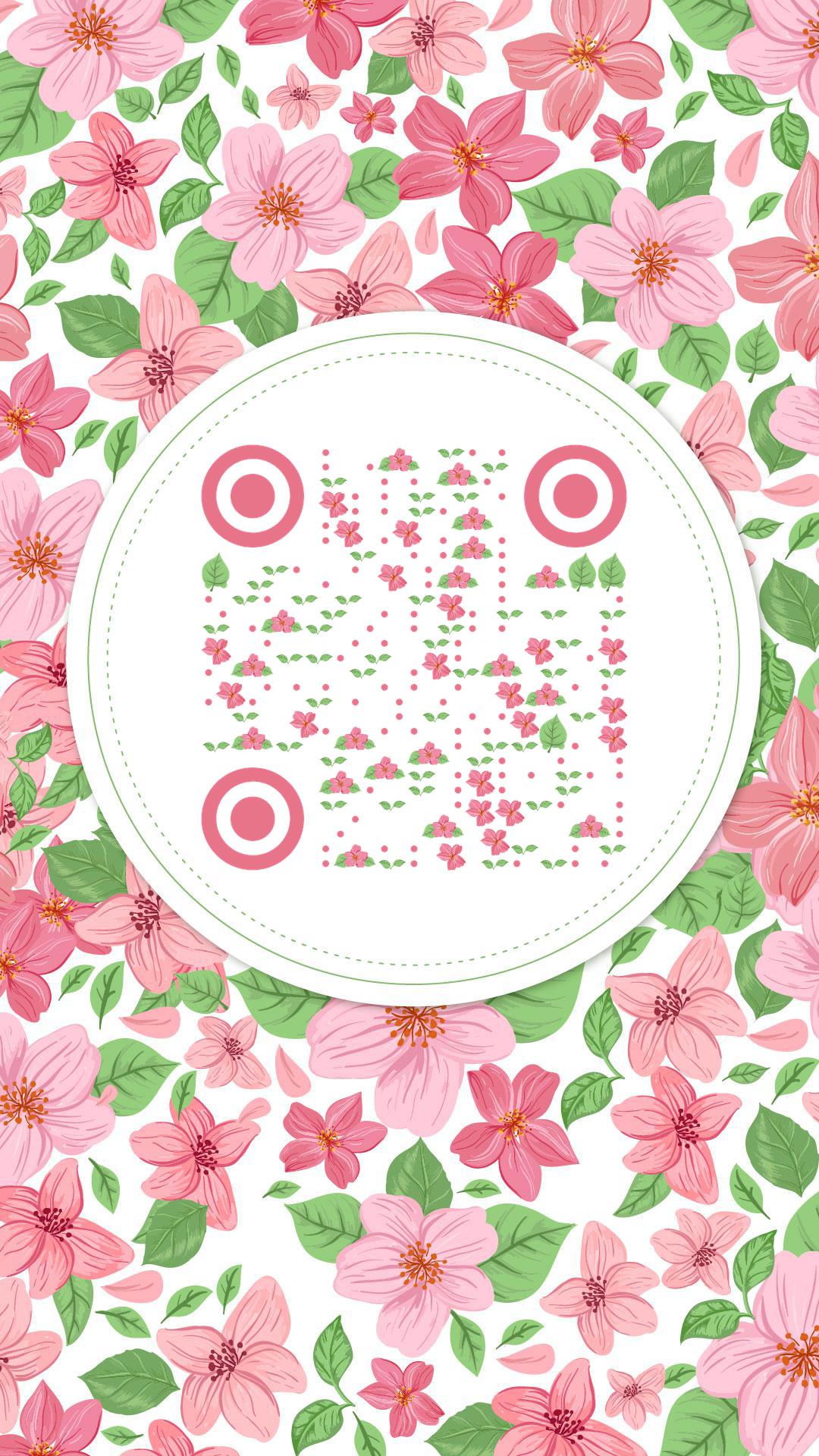 茂盛绽放的粉色花园二维码-手机海报-平面静态