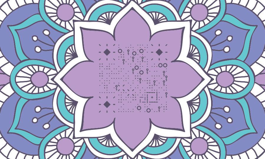 时尚紫色花纹花朵印花艺术复古二维码生成器-平面静态-公众号图
