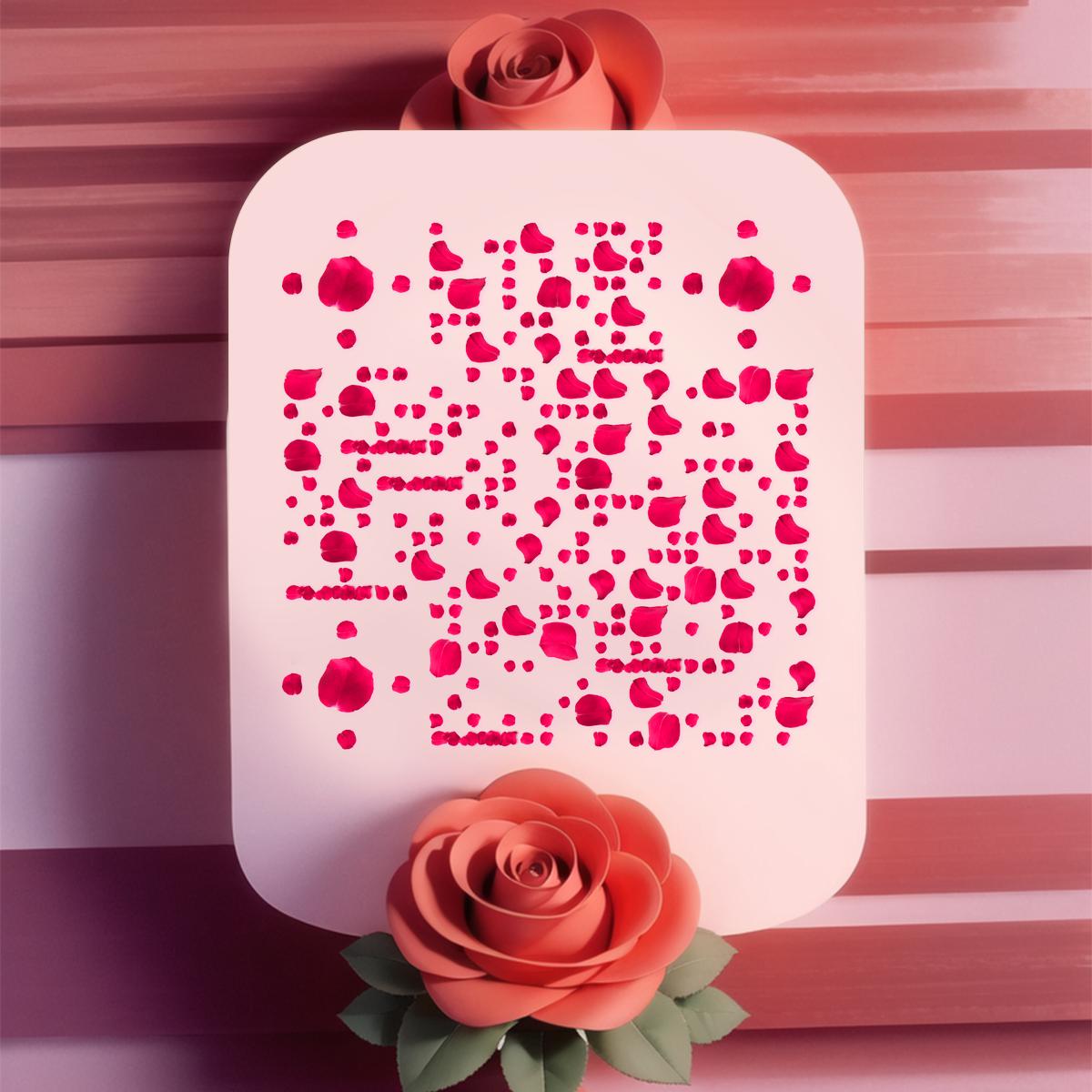 玫瑰鲜花花瓣情书浪漫告白卡纸书信二维码生成器-平面静态-正方形码