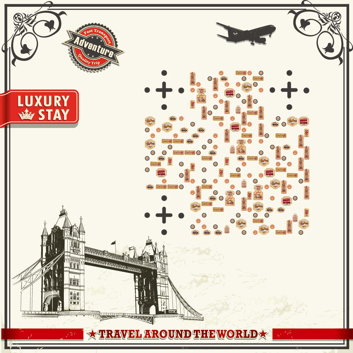 复古怀旧风欧洲行伦敦旅游二维码生成器-平面静态-正方形码