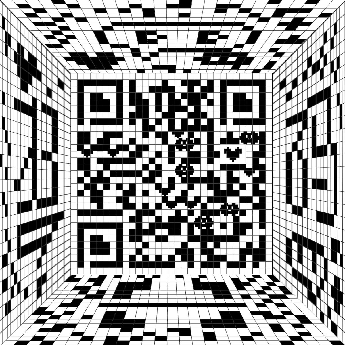 超个性趣味黑白格扫码简约创意电子游戏空间方块二维码生成器-平面静态-正方形码