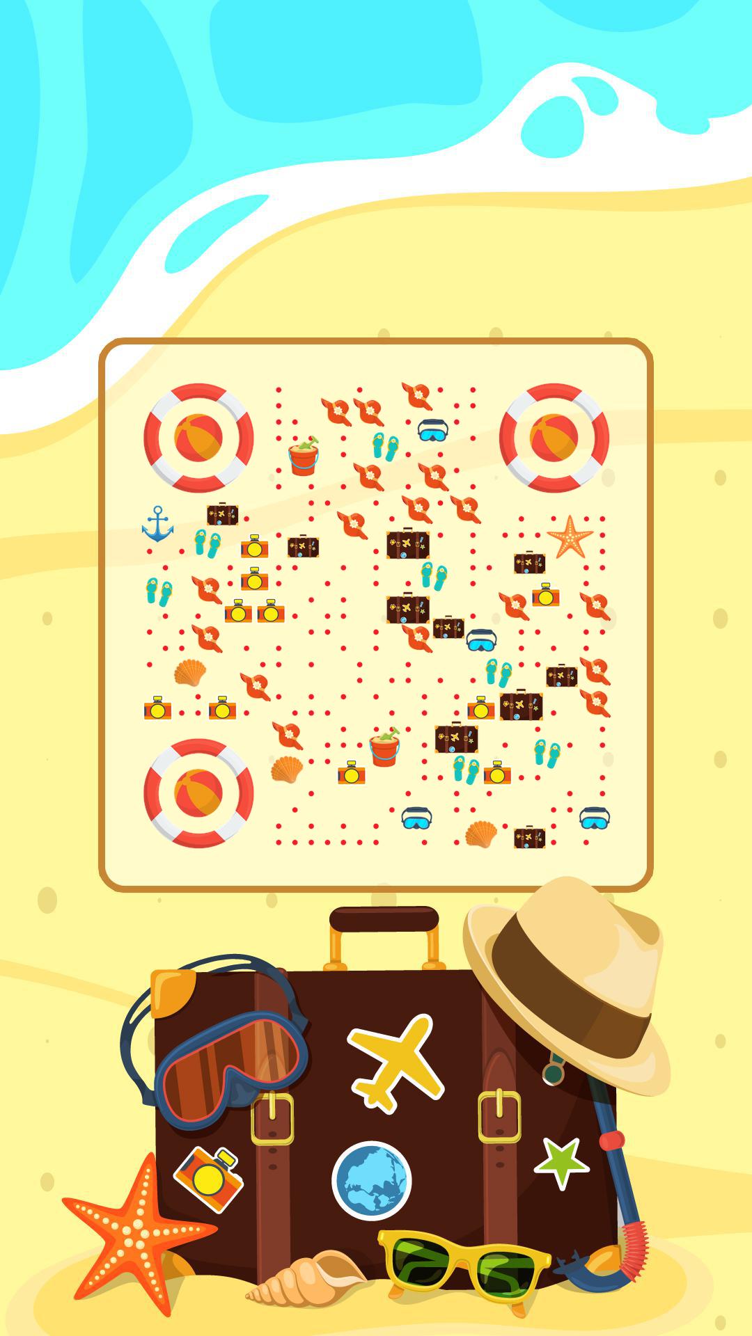 夏季阳光浴沙滩海边旅行二维码-手机海报-平面静态