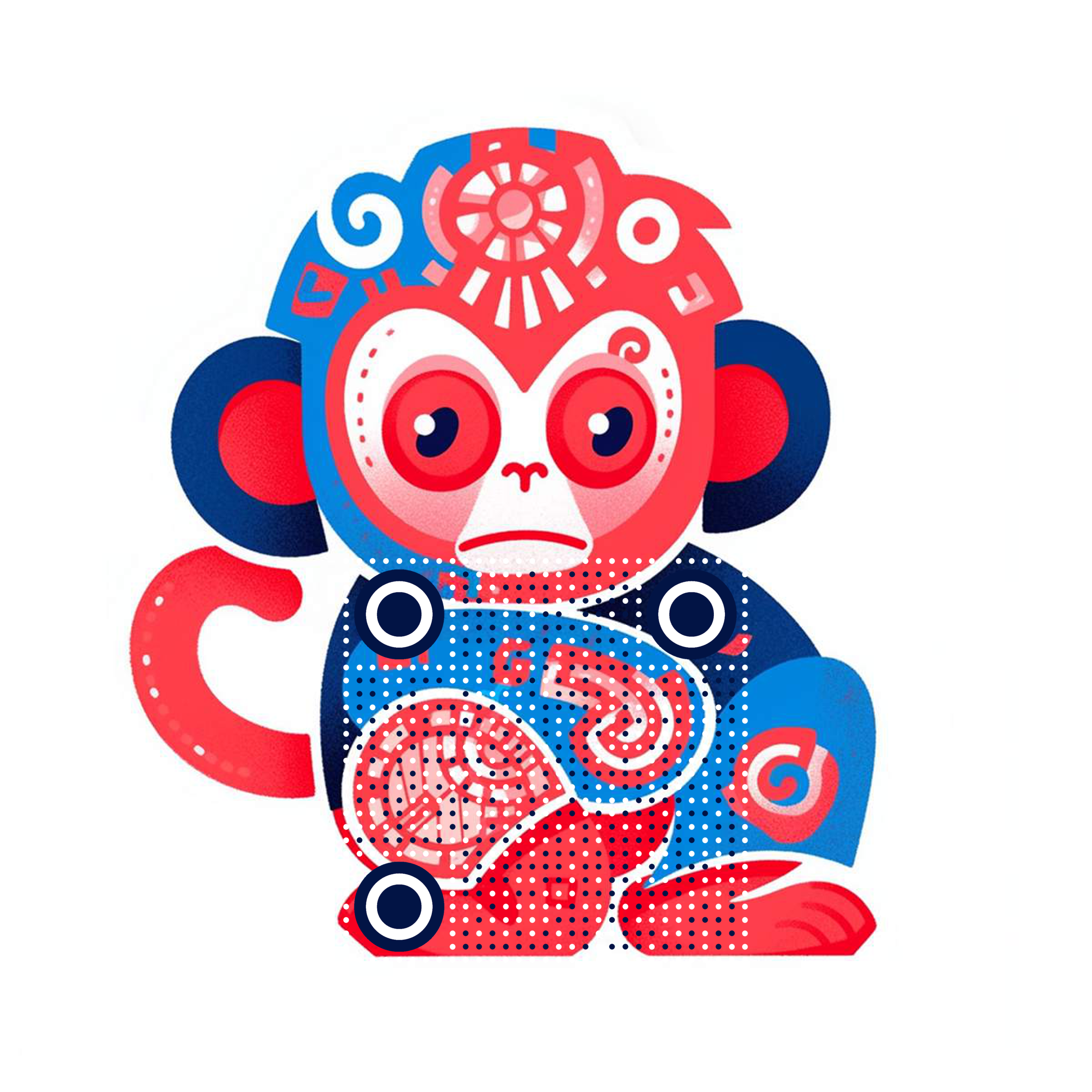 十二生肖贴纸12生肖之猴可爱卡通申猴二维码生成器-平面静态-正方形码