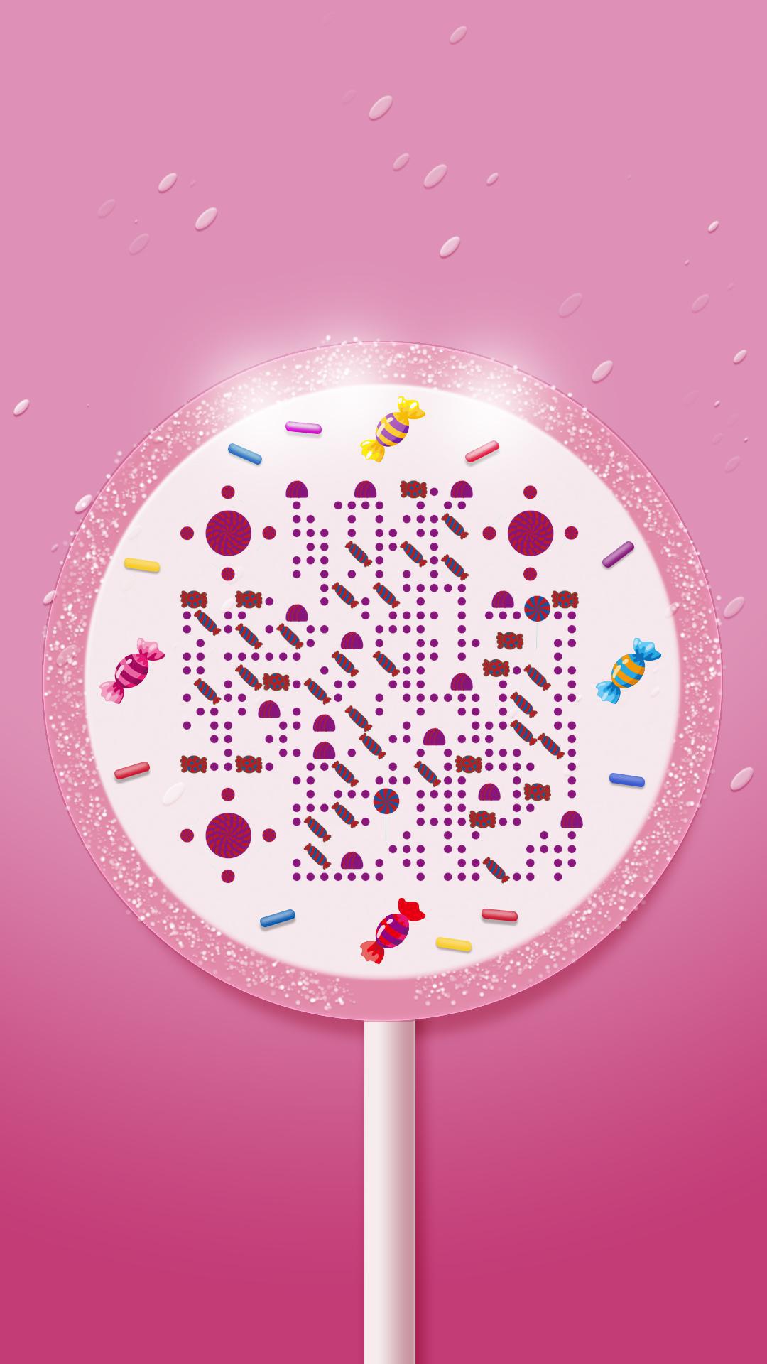 棒棒糖粉色零食可爱甜蜜彩色二维码生成器-平面静态-手机海报