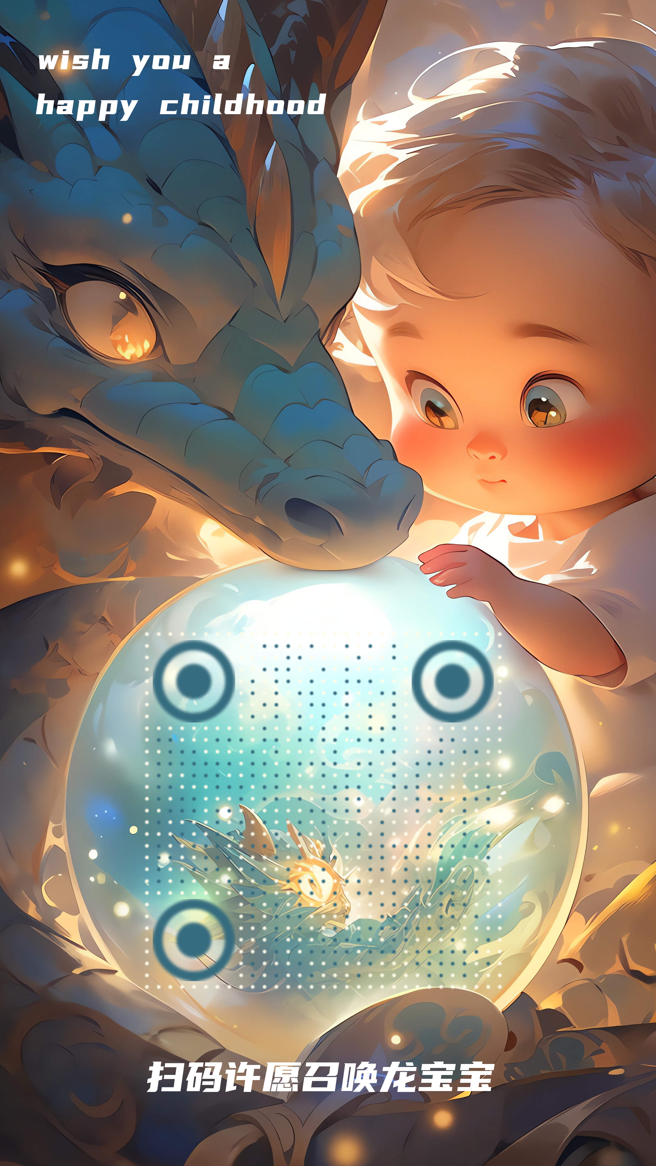 龙宝宝水晶球系列插画（二）二维码生成器-平面静态-手机海报
