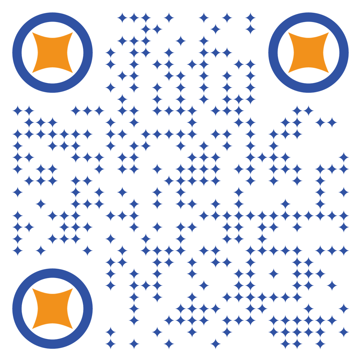 蓝橙方形圆孔星点二维码生成器-平面静态-无背景码
