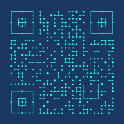 蓝色背景电路格子点隐藏二维码二维码生成器-平面静态-正方形码