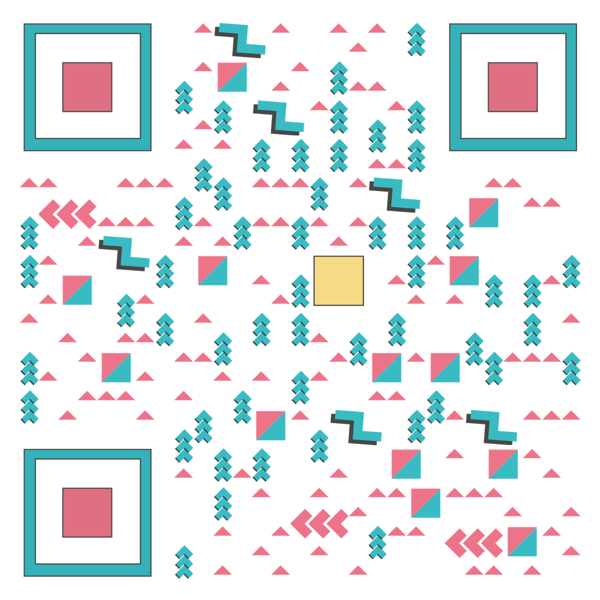 颜色的碰撞粉色时尚几何图形二维码生成器-平面静态-无背景码