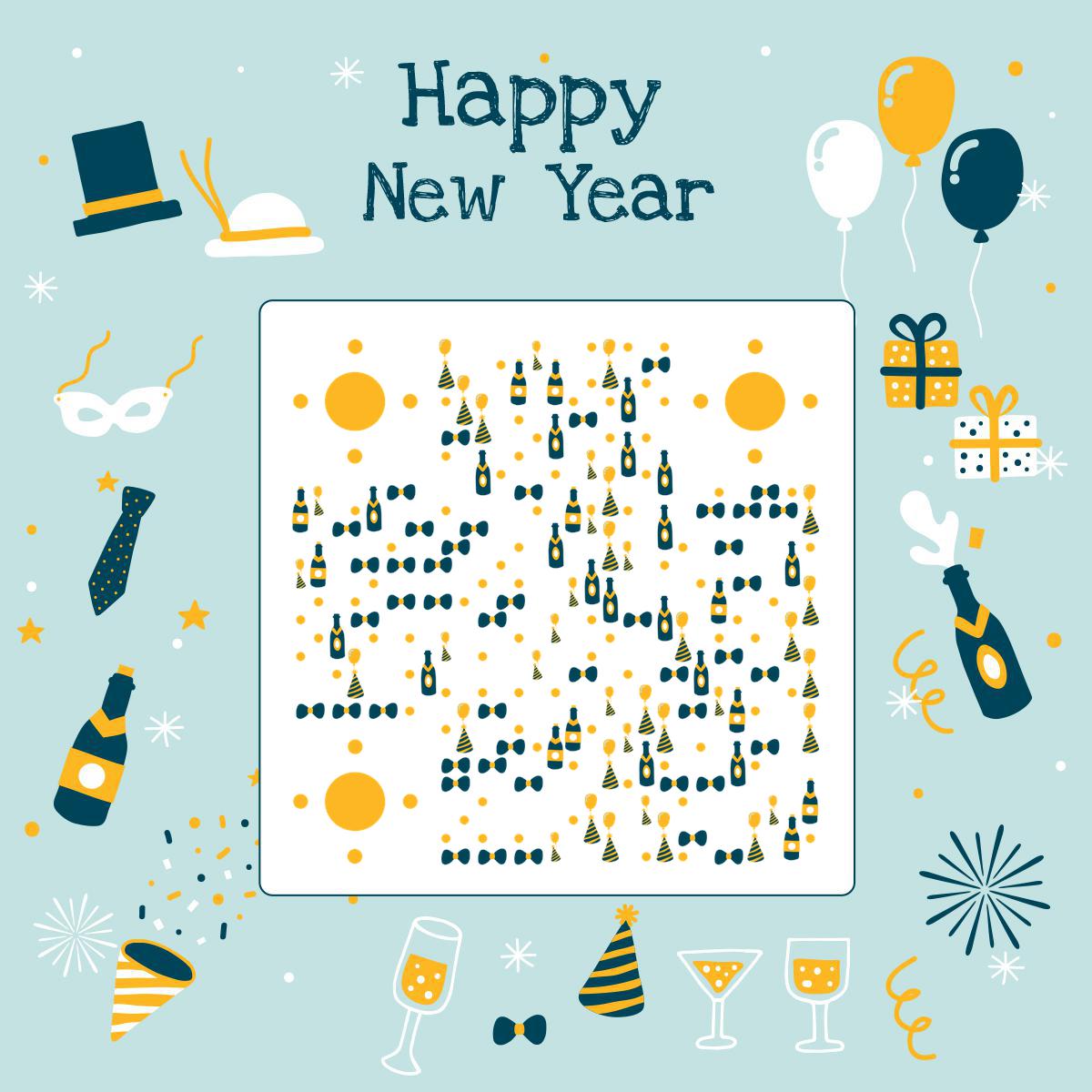 新年仪式感小确幸淡雅聚会欢庆二维码-正方形码-平面静态