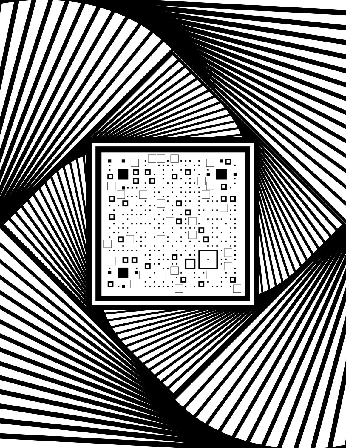 迷幻空间黑白抽象条纹线条艺术二维码生成器-平面静态-微信名片