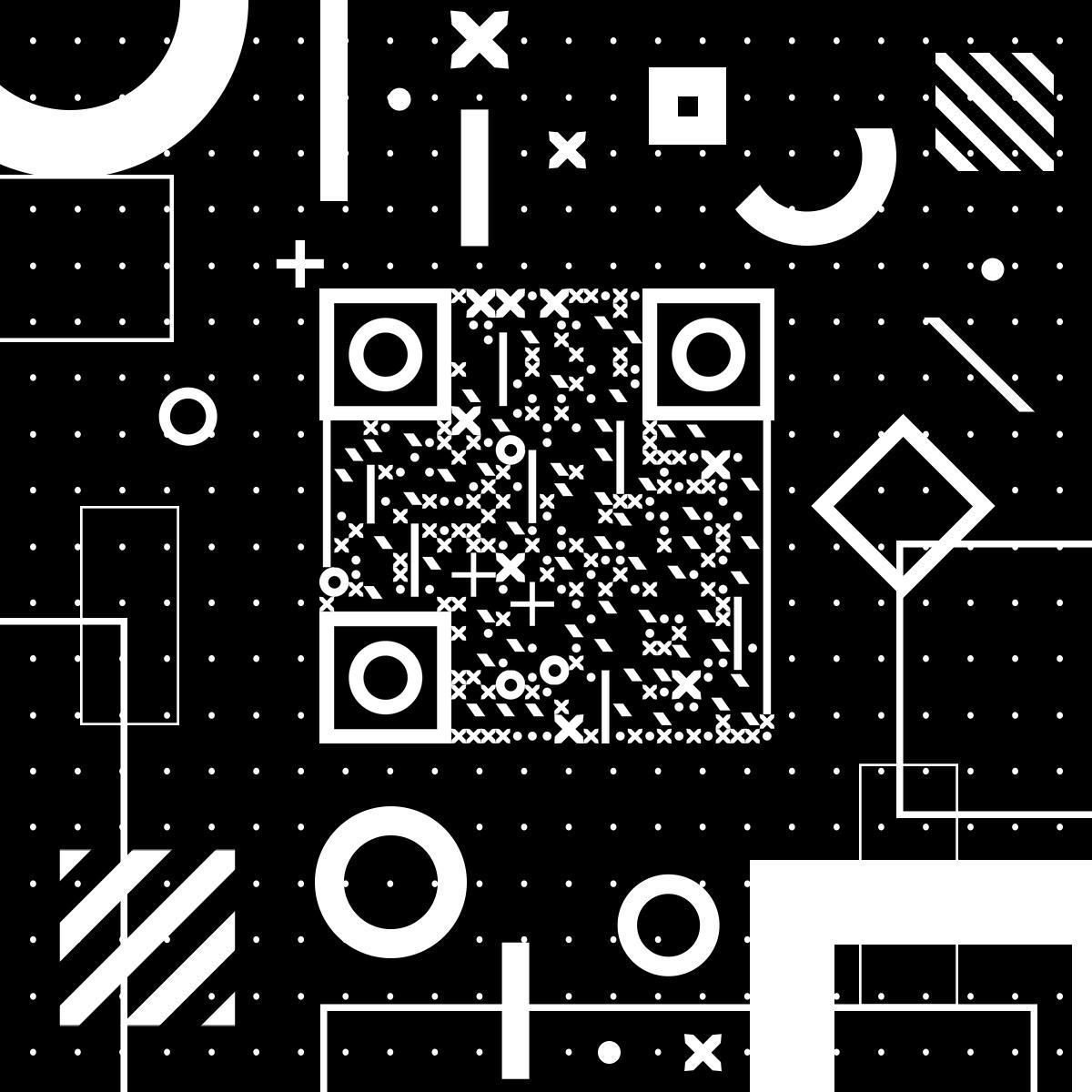 简约黑白反白几何图形时尚酷炫二维码生成器-平面静态-正方形码