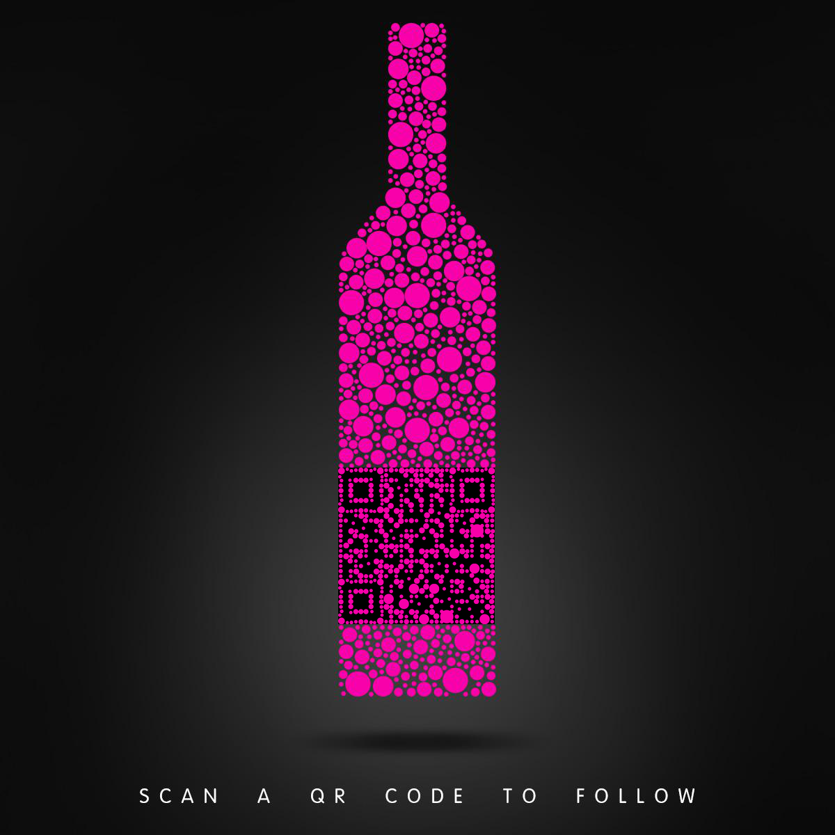 黑色氛围感高端酒会密集粉色气泡二维码生成器-平面静态-正方形码