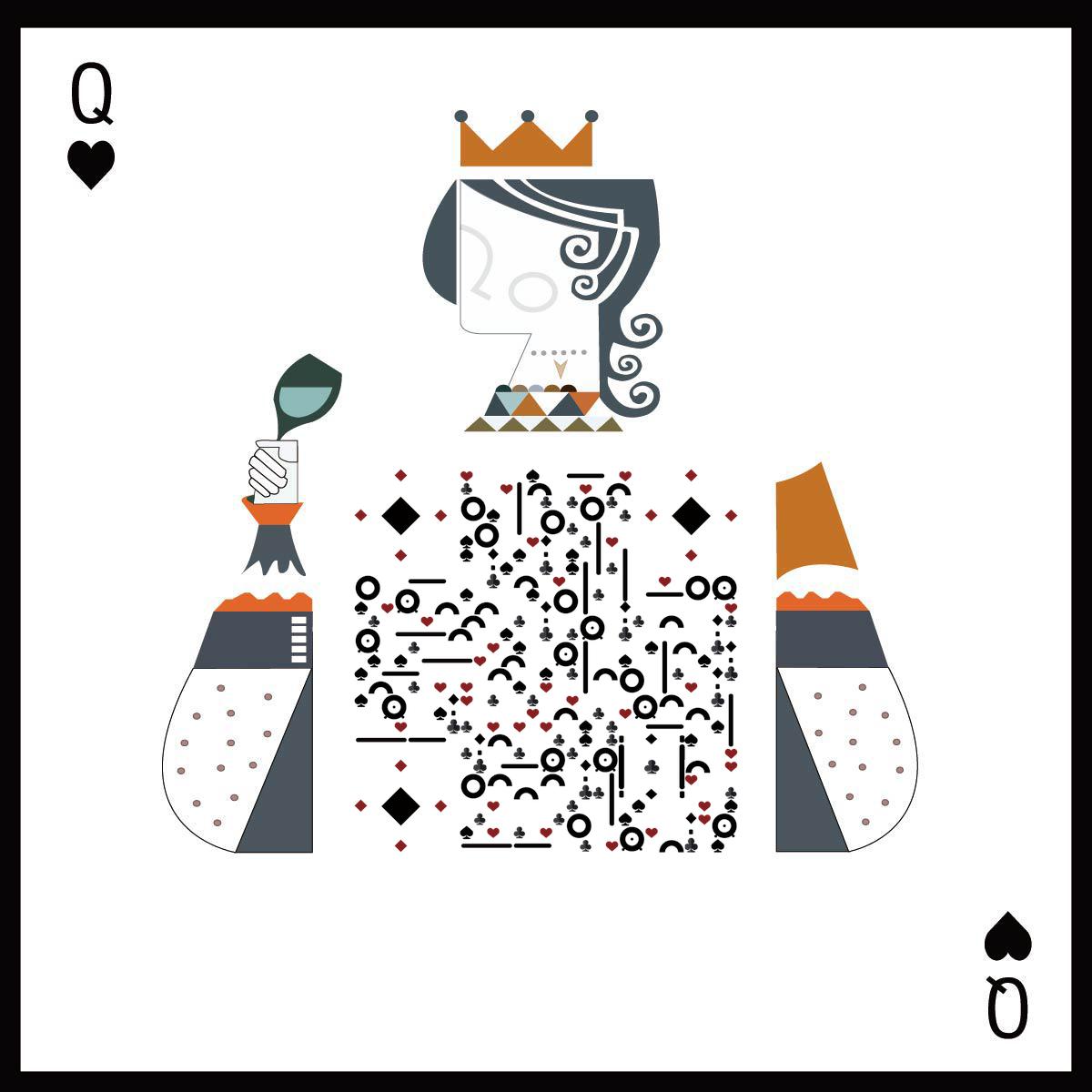 Queen扑克牌卡片情侣游戏桌游二维码生成器-平面静态-正方形码