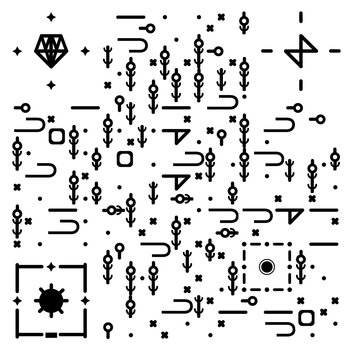 黑白简约线条线性极简几何图形二维码生成器-平面静态-无背景码