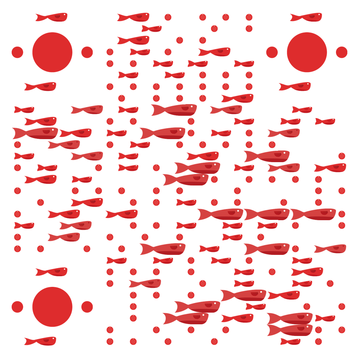 红色涂鸦猫咪鱼缸宠物二维码生成器-平面静态-无背景码