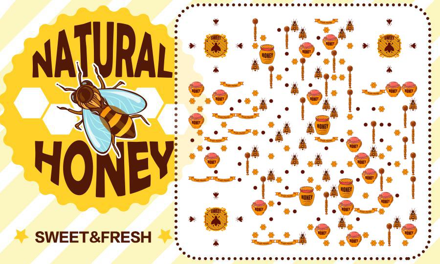 甜蜜新鲜蜜蜂采蜜酿造收获二维码-公众号图-平面静态
