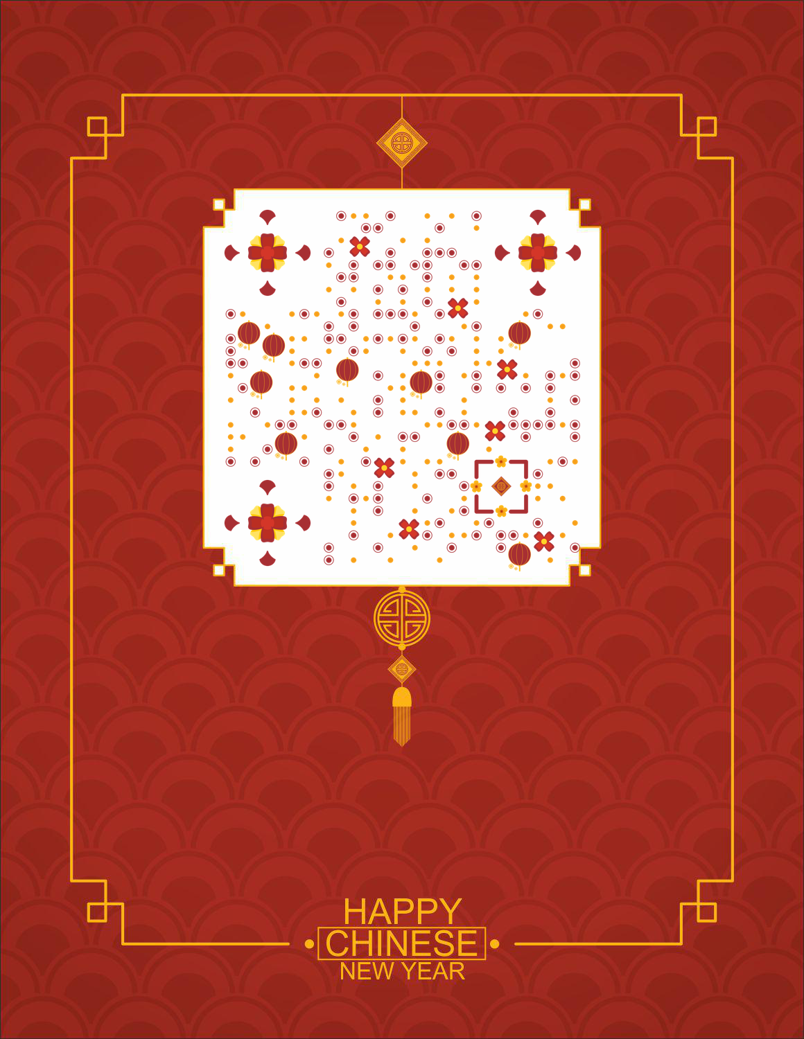 新春春节祝福新年红色中国庆祝二维码生成器-平面静态-微信名片