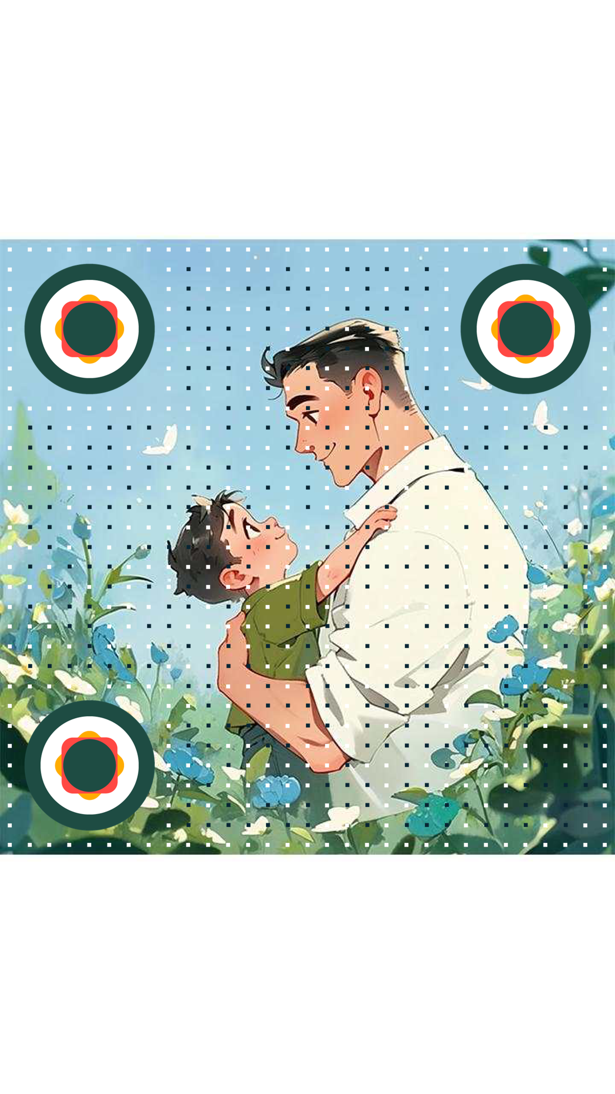 父亲节父子相拥卡通插画二维码生成器-平面静态-手机海报