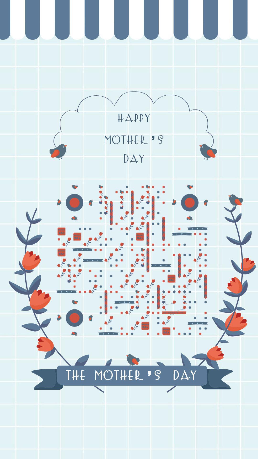 妈妈的爱母亲节花朵红色康乃馨二维码生成器-平面静态-手机海报