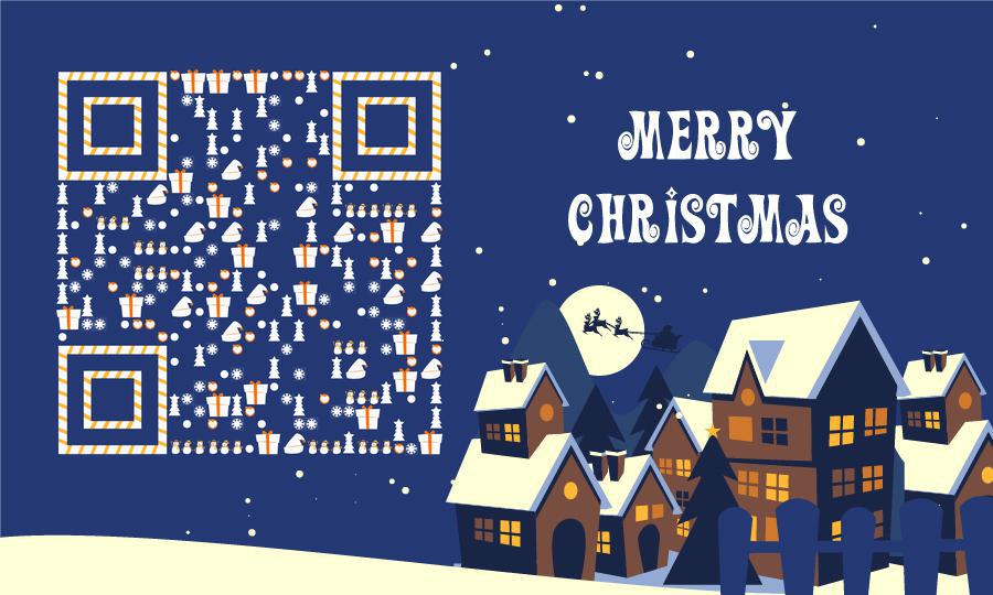 圣诞节下雪天圣诞老人礼物冬天二维码生成器-平面静态-公众号图