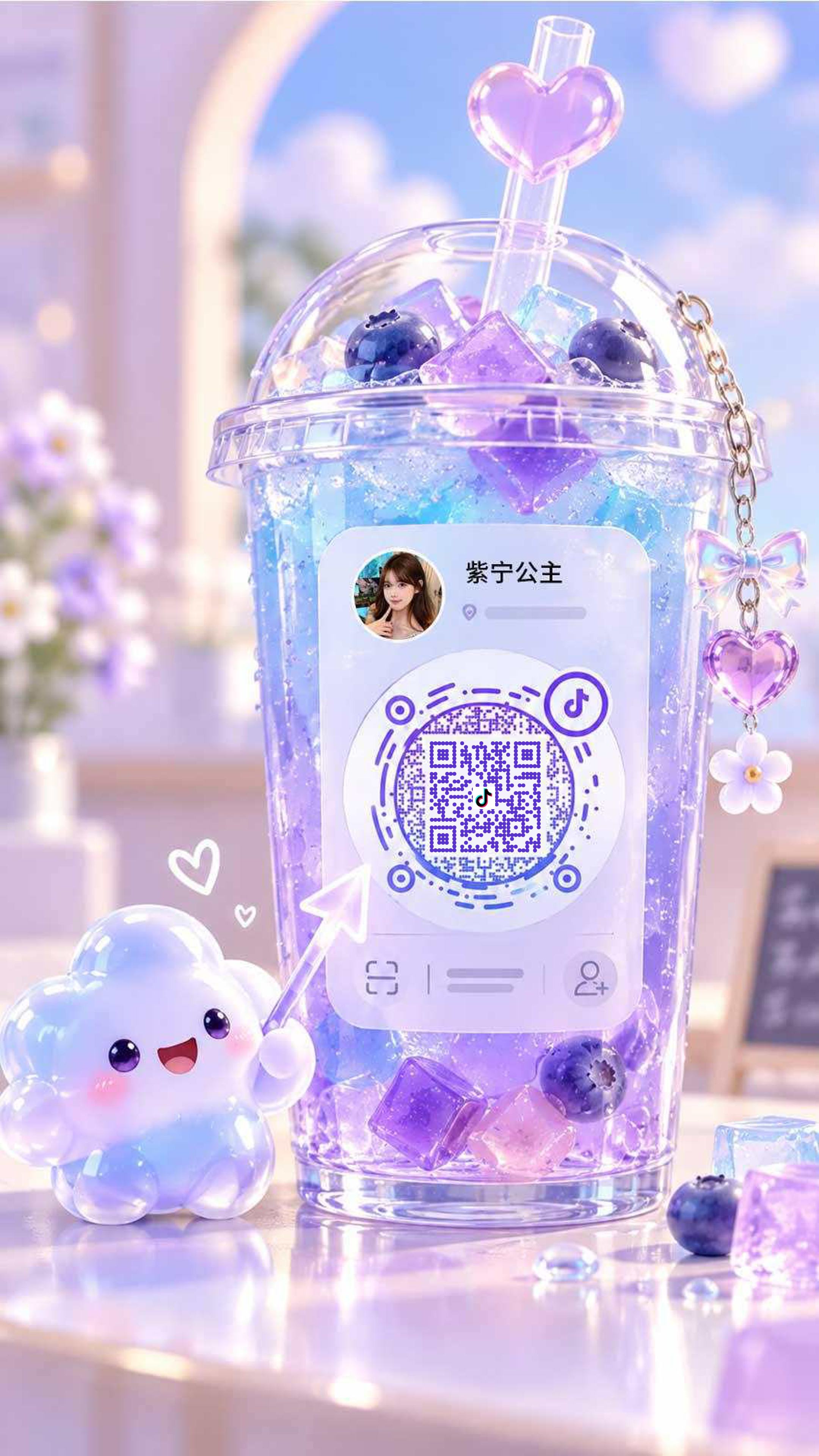 其他名片抖音作品水晶奶茶紫宁公主仿圆码紫色溶豆二维码美化二维码生成器-平面静态-手机海报